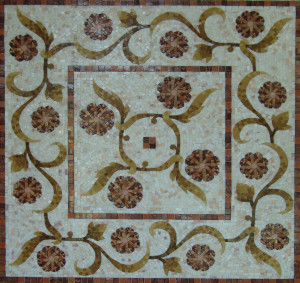 Орнаментальное панно из мозаичной плитки.