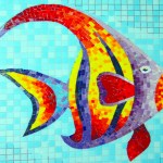 Мозаичное панно рыбка, в матричном фоне.