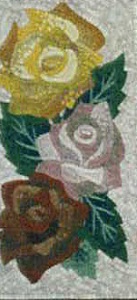 Мозаичное панно - Цветы, художественная техника исполнения в интерьере кухни.