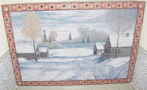 Зимний пейзаж - художественное мозаичное панно.