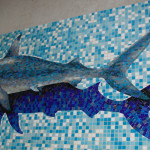 Акула с тенью -Мозаичное панно.